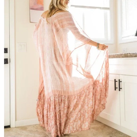 2. LAST 1! MAXI EXTRA Long Flowy Prairie Oversize Bohemian Paisley Kimono - Picture 5 of 6
